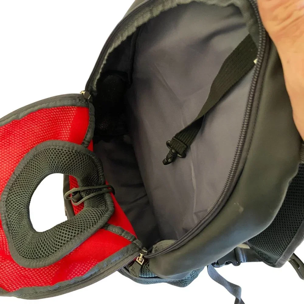 Yapper Wrapper Pet Travel Carrier Bag Backpack Red Grey & Black 15